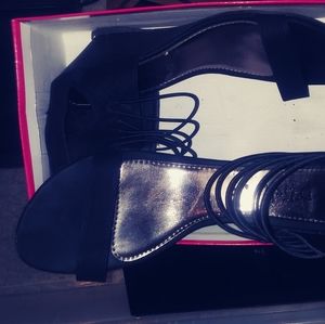 Black Ankle laced summer sandals